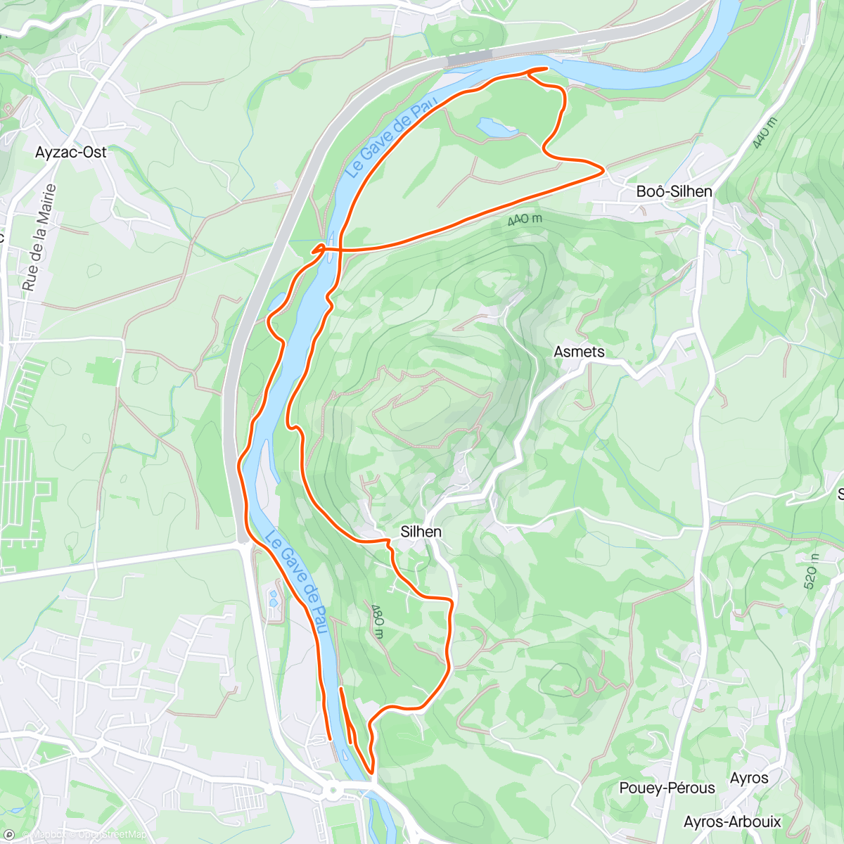 Map of the activity, Marche dans l'après-midi avec Z le long du Gave de Pau