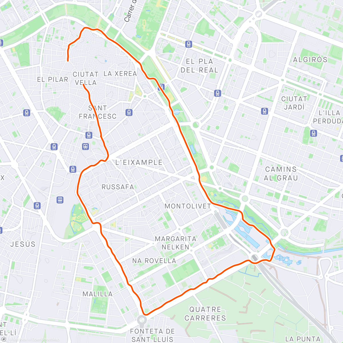 Карта физической активности (Valencia 10.7km Sunday Run)