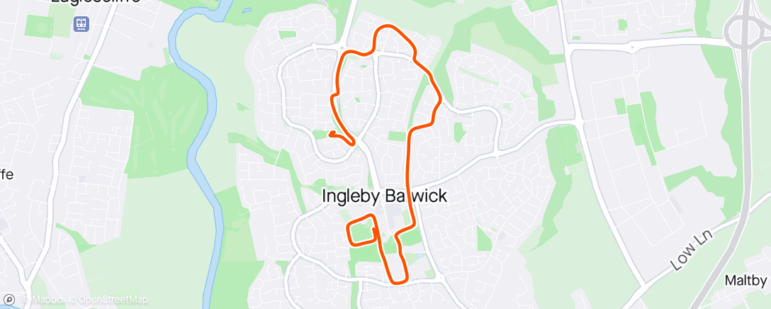 Map of the activity, Ingleby Barwick Fun Run