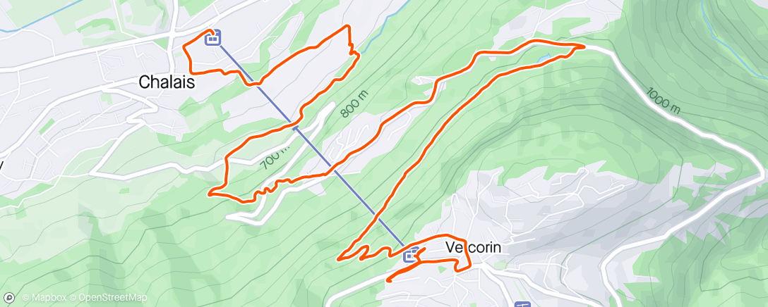 Map of the activity, Easy 😃 uphill running 🏃‍♂️‍➡️ to Vercorin 🌤