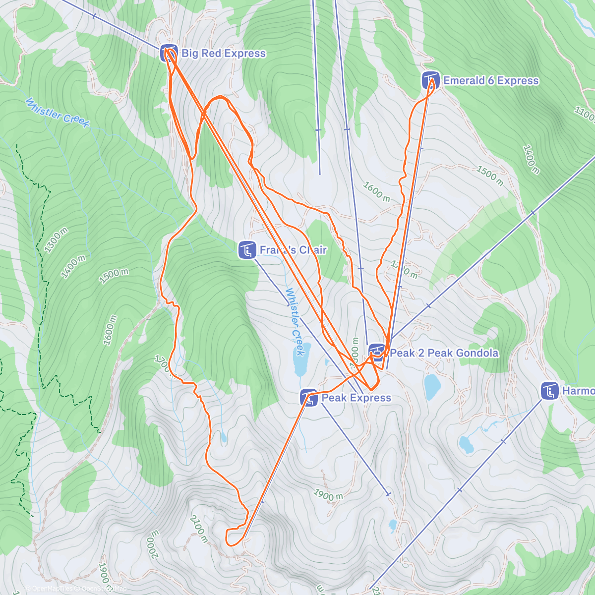 Map of the activity, Whistler day 1