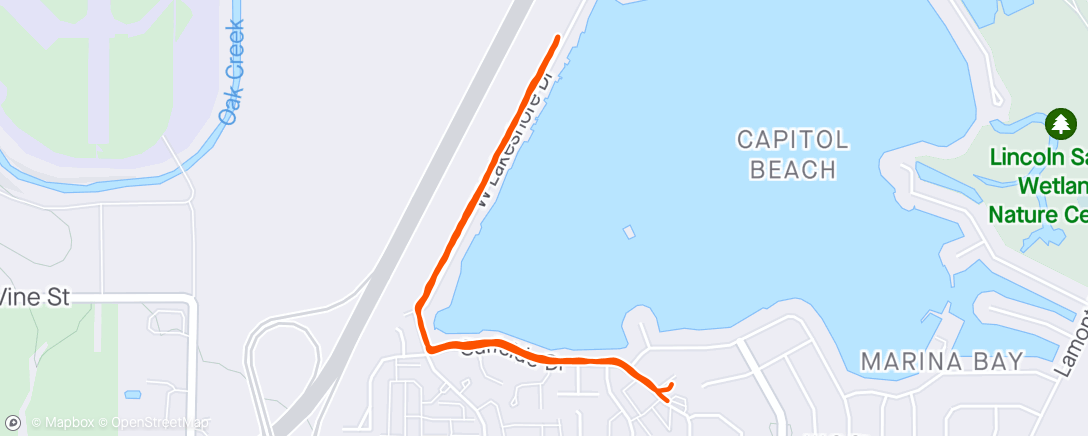 Map of the activity, Lincoln - Run Workout