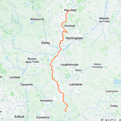 Day Three - Mansfield to Lutterworth | 113.5 km Road Cycling Route on ...