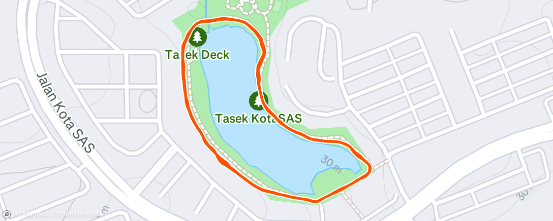 Map of the activity, Dec 28th Morning Run @ Tasek KotaSAS