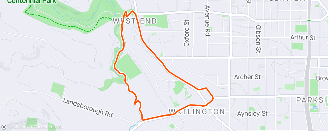 Map of the activity, Run with Jess