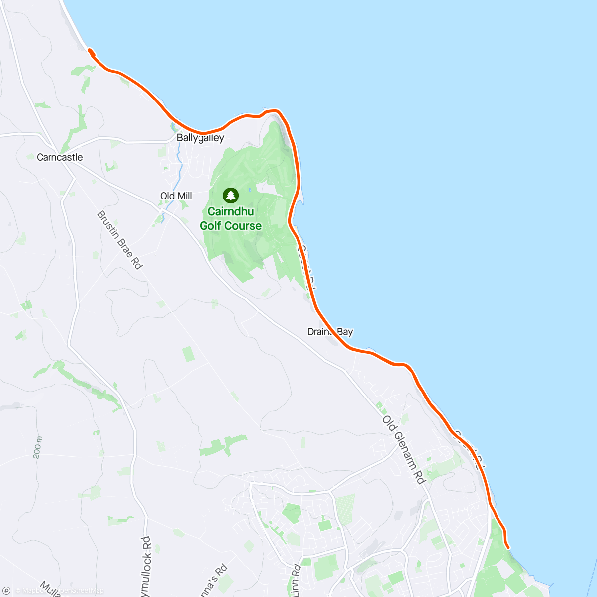 Map of the activity, Larne 10 Mile; Last shake out before London