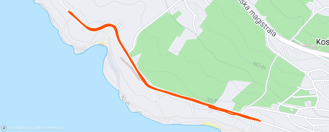 Map of the activity, 3x2K + 4x500m