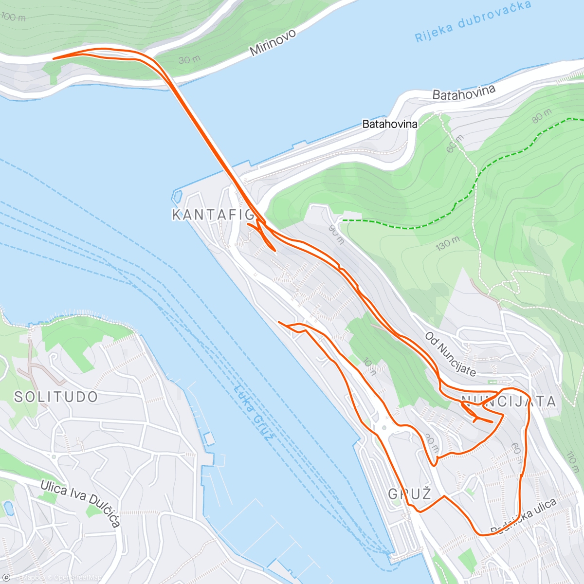 Mapa da atividade, Croatian Morning Run, No Easy Way Down