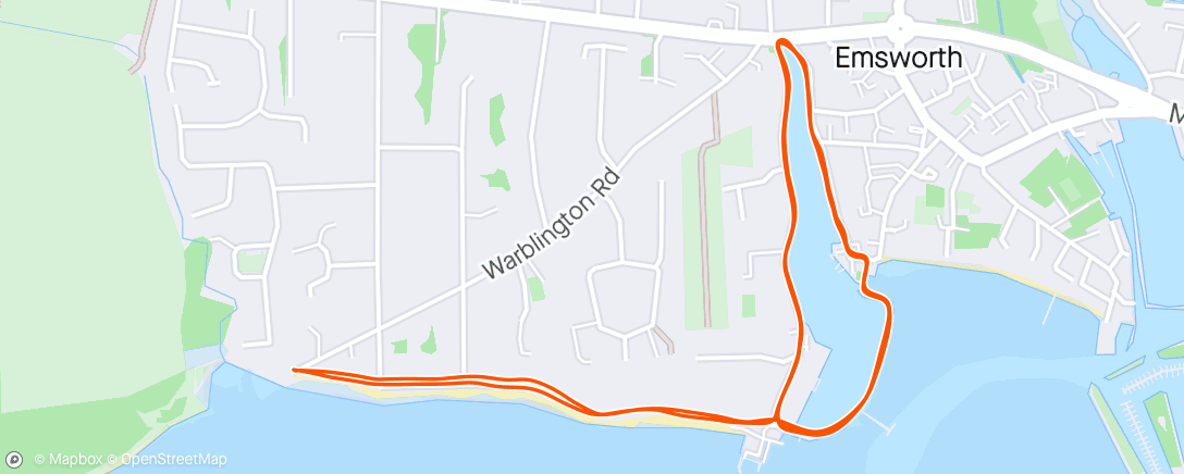 Mapa da atividade, Emsworth Seafront Millpond (anticlockwise X3) Run - Nike's