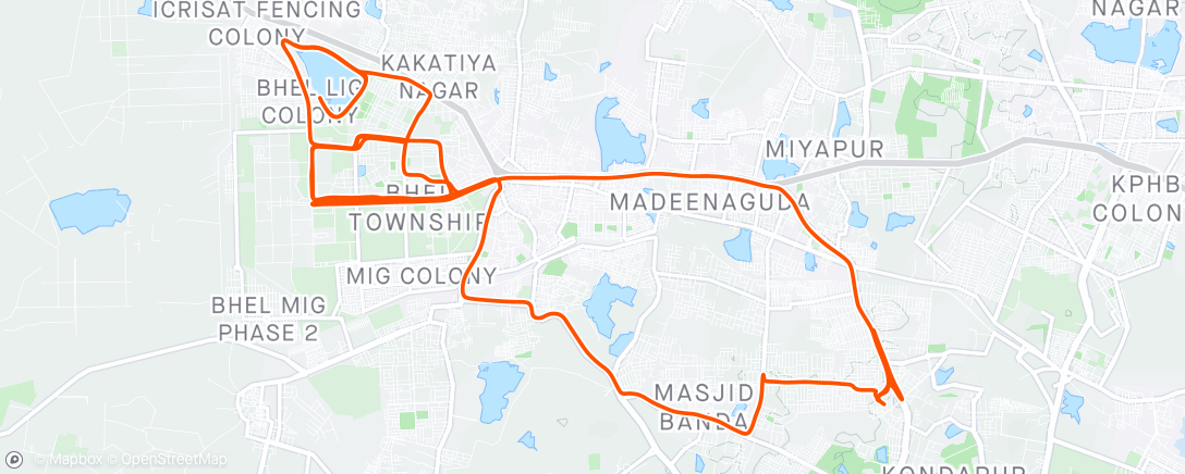 Kaart van de activiteit “119 #HCR | BHEL Loops | Doesn't matter which bike you choose but finsih 50 KM | #HCRBicycle | #HappyHyderabad”