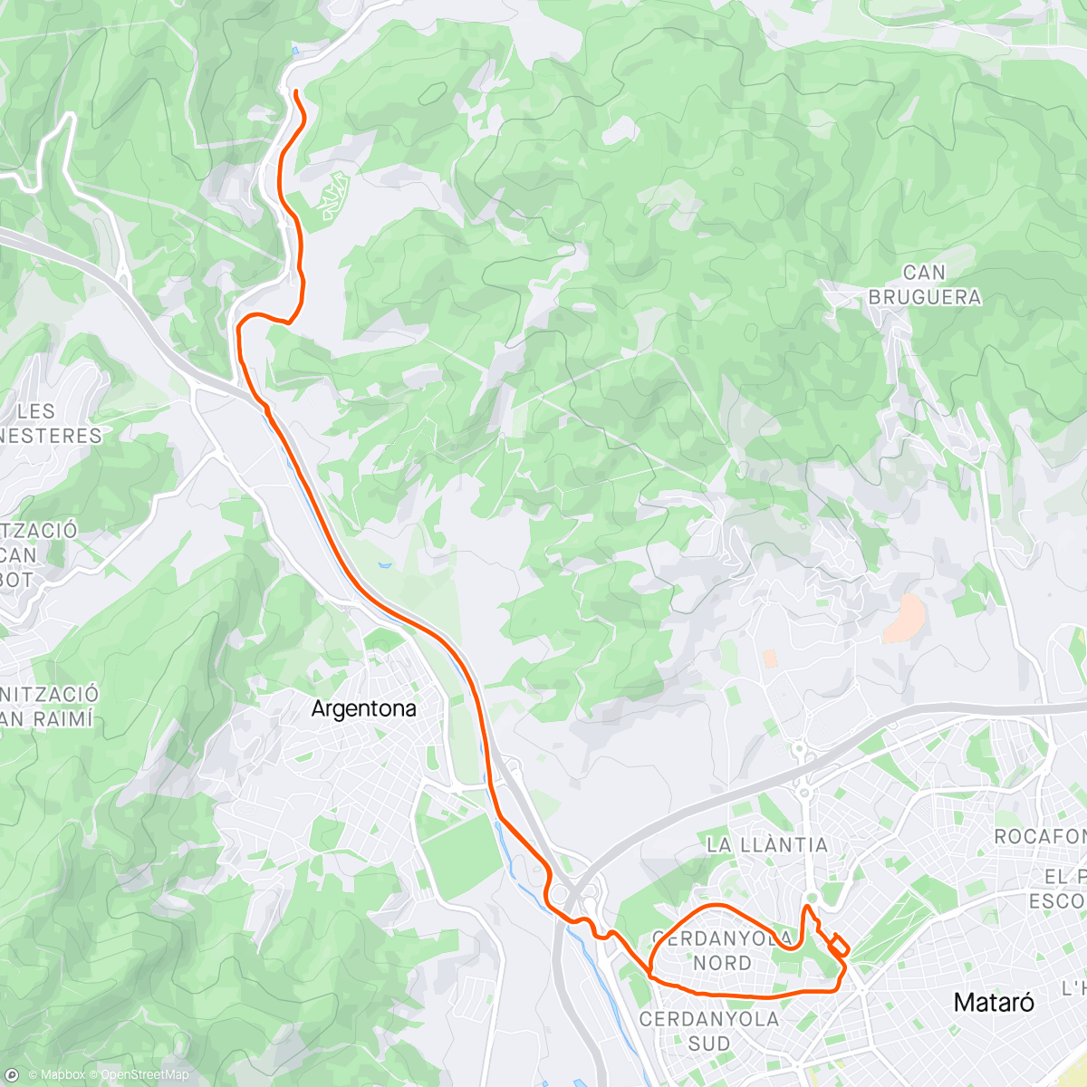 アクティビティ「Bicicleta de montaña por la tarde」の地図