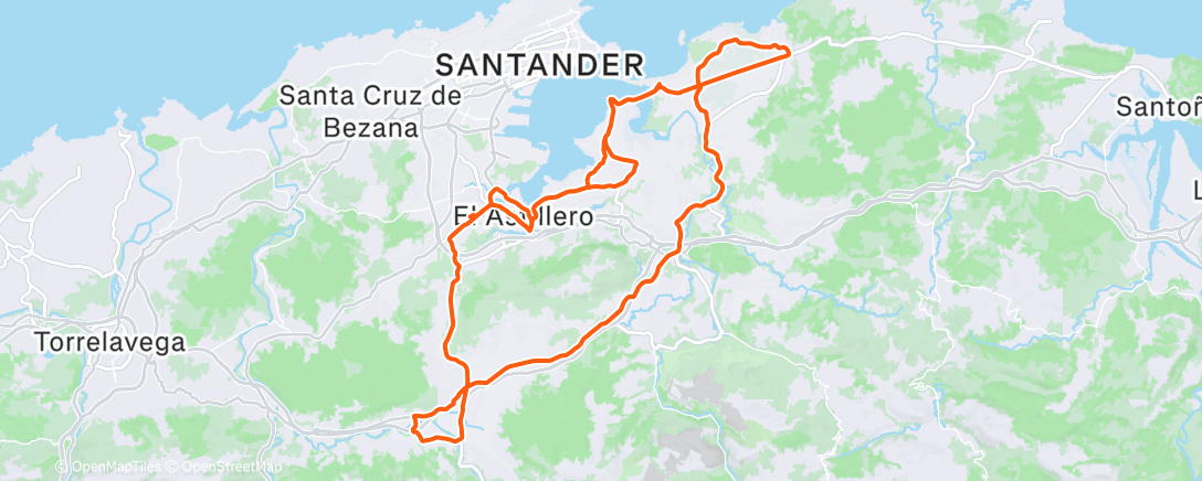 Map of the activity, Bicicleta a la hora del almuerzo