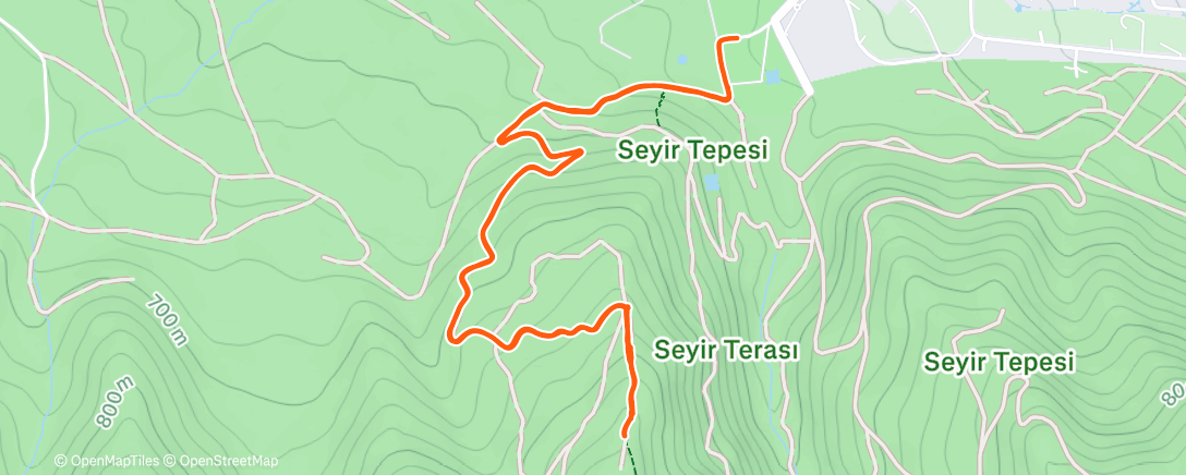 Map of the activity, Açık alanda yürüyüş