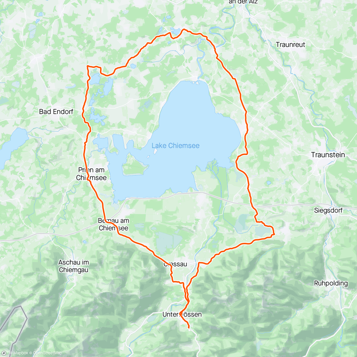 Map of the activity, Chiemsee über Oberbrunn ☀☀👌