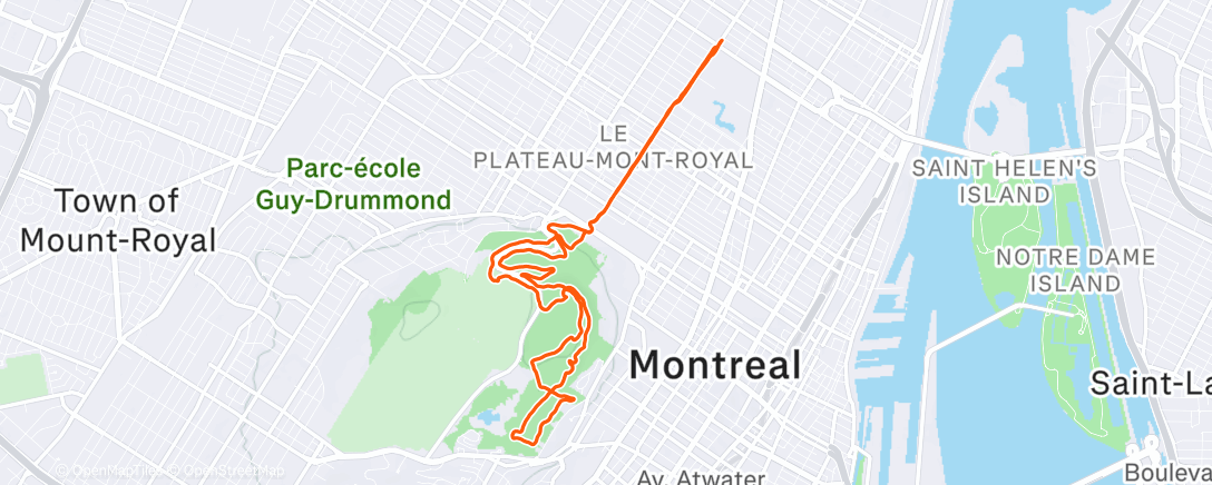 Map of the activity, Joyeux Noël sur le Mont-Royal avec RIM 🎅🏼
