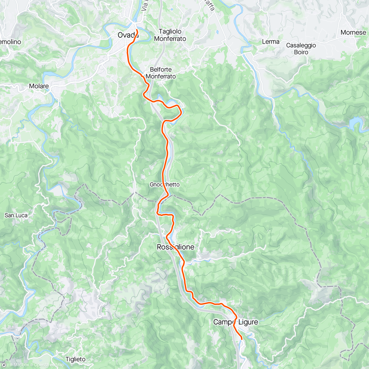 Map of the activity, ROUVY - Ovada to Campo Ligure | Italy