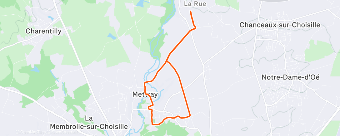 Map of the activity, Course à pied le midi