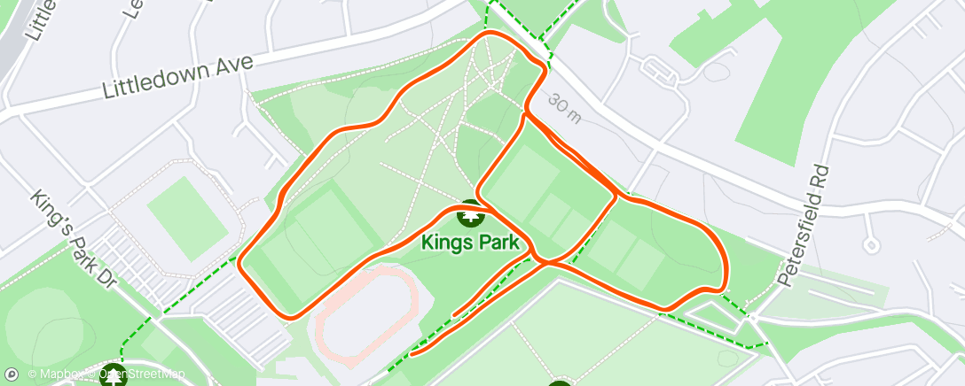 Map of the activity, Day 34 - Kings Park parkrun (#22)