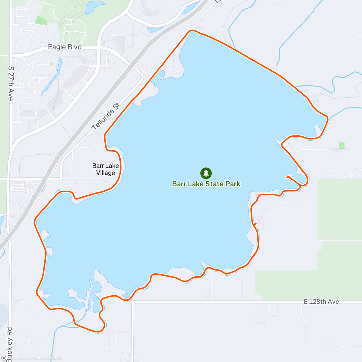 Map of the activity, Barr lake state Park, started to regret my choice around 5 miles in. Beautiful though