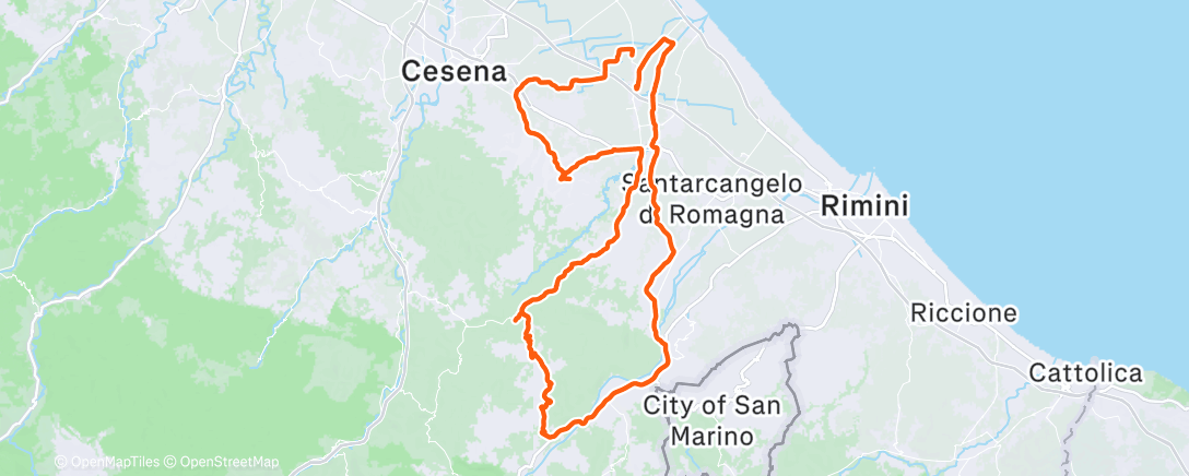 Map of the activity, Pedalata mattutina