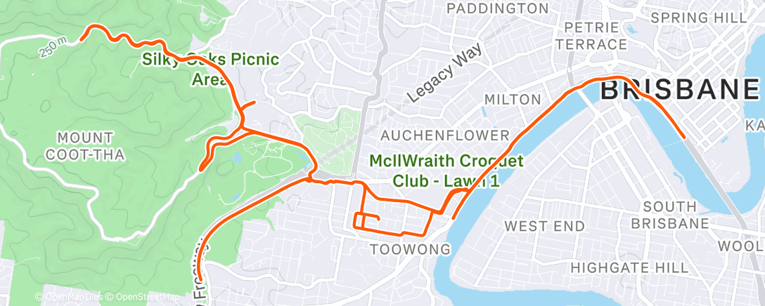 Map of the activity, Cootha on the gravel bike