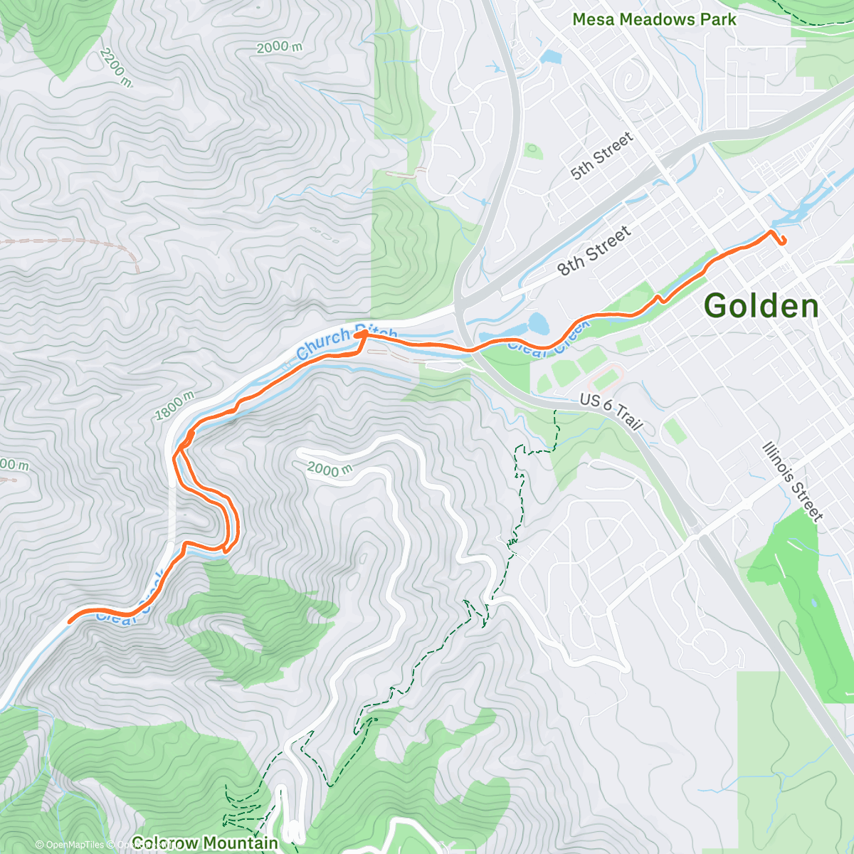 Map of the activity, Cold Clear Creek Run
