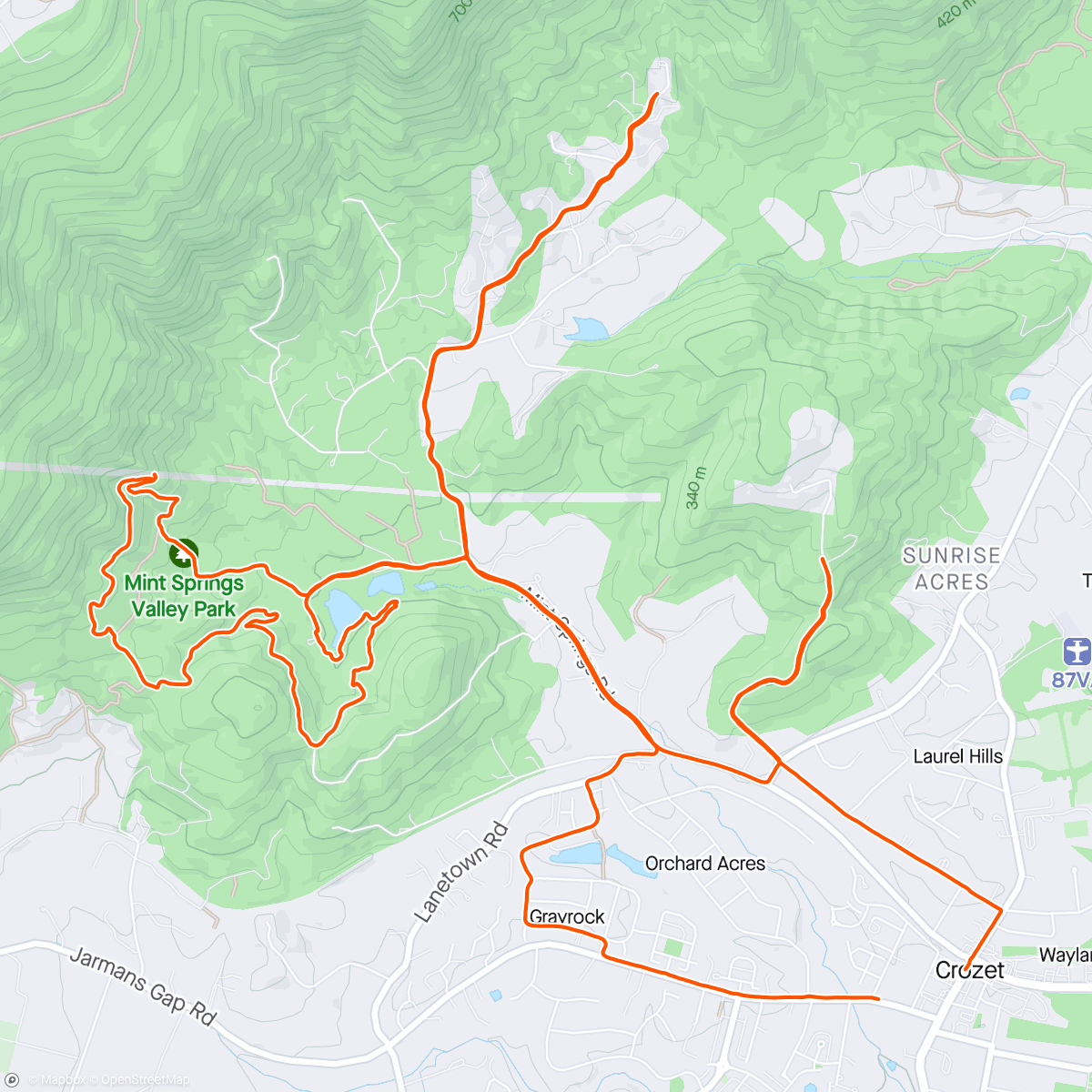 Mapa da atividade, Three Crozet Climbs
