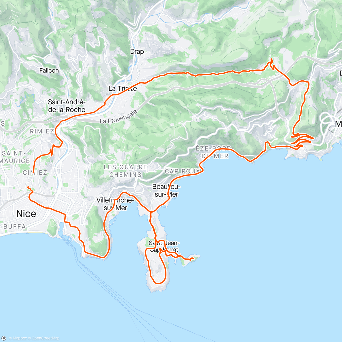 Mapa da atividade, Cap Ferrat / La Turbie