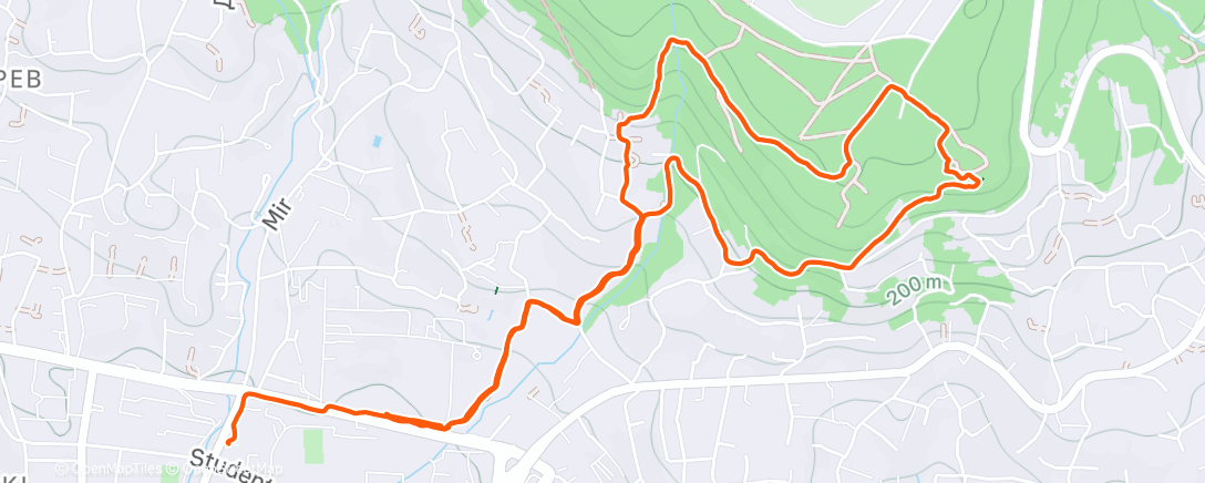 Map of the activity, Evening Hike