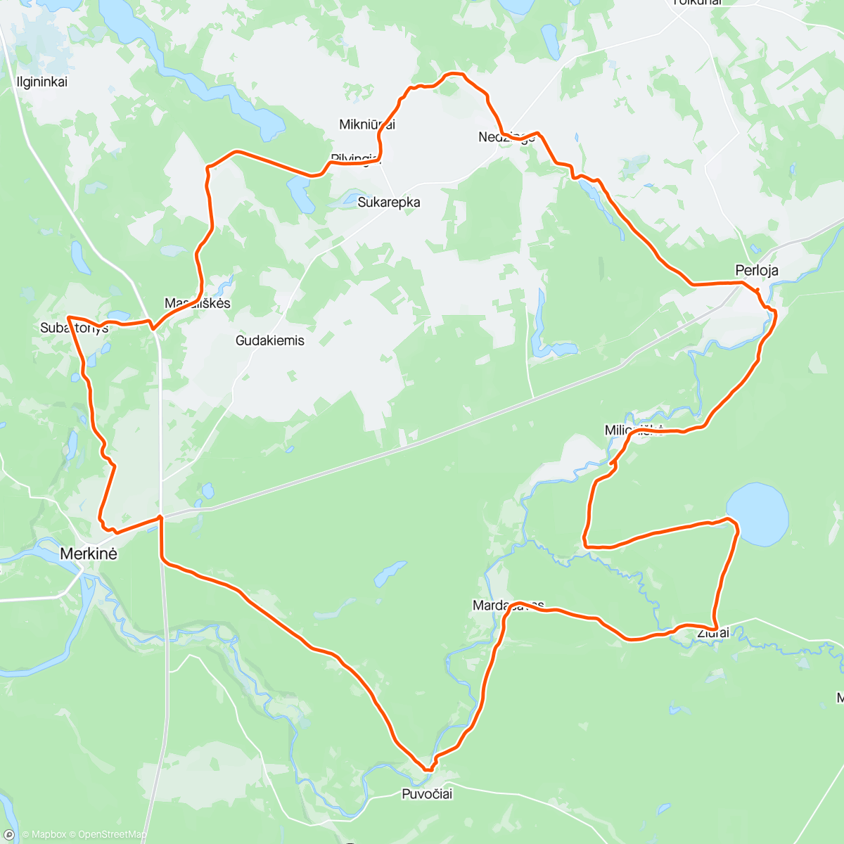 Map of the activity, Cykiai su dzūkais