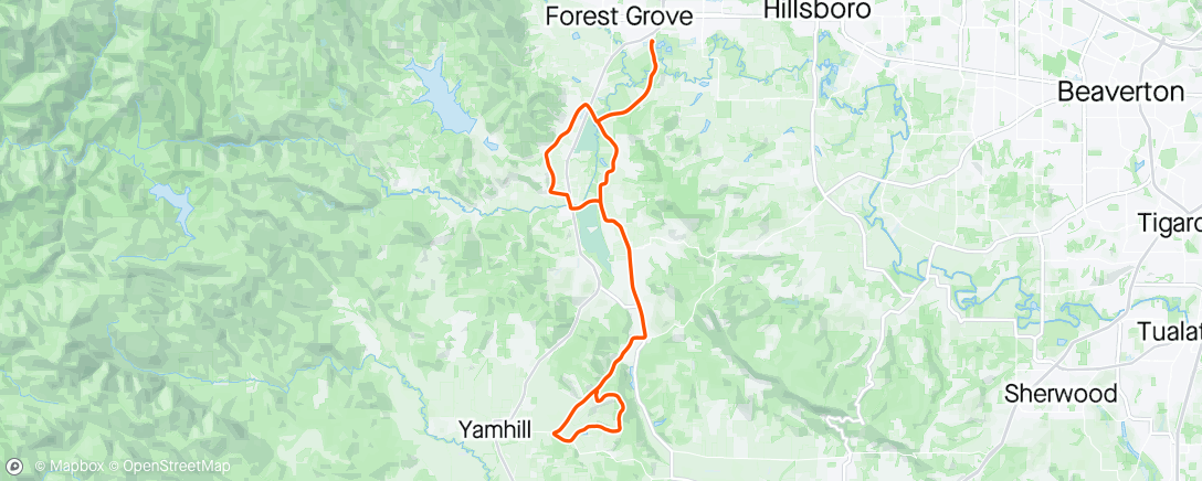 Mapa da atividade, Yamhill CO Ride