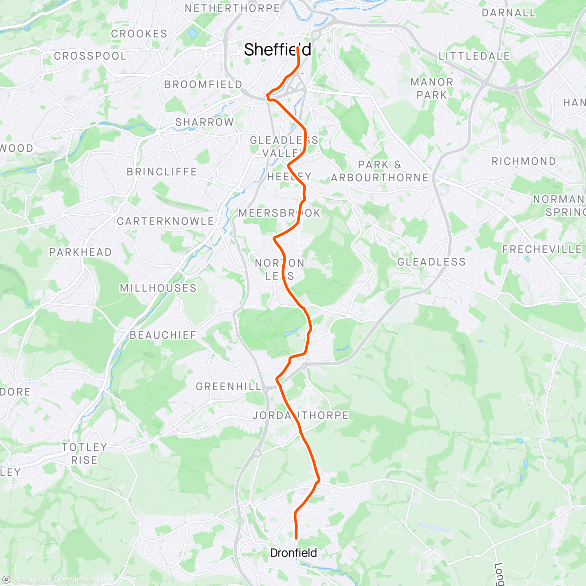 Map of the activity, Ride to Destination of choice first this year, quiet on roads , Sheffield 1/2 term. Does not get any easier