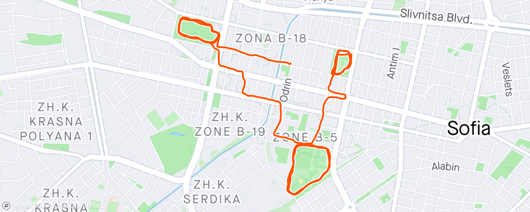 Map of the activity, 3 Park Run