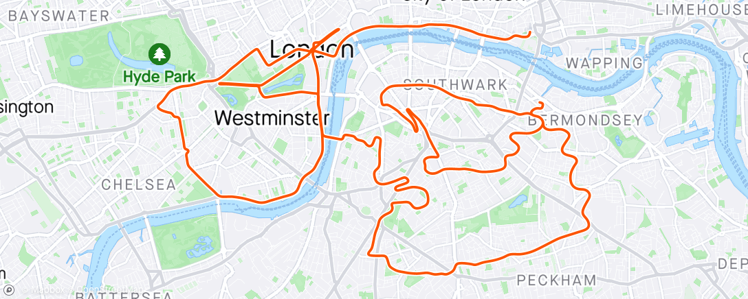 アクティビティ「Zwift - Race: Chasing Tour | Chasing Romandie - Stage 2 (A) on Triple Loops in London」の地図