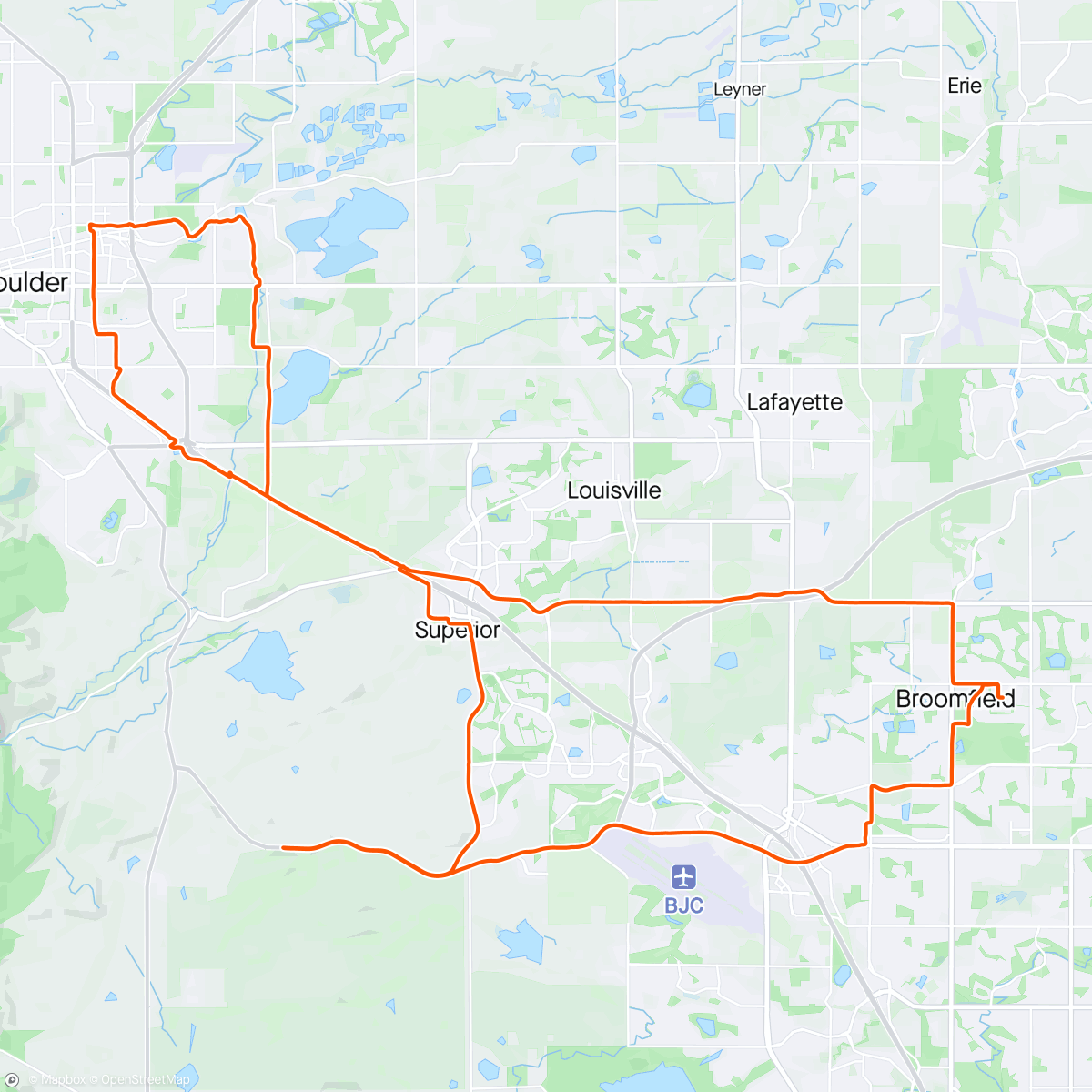 Карта физической активности (Full Cycle road since the Front Range is a swamp today)