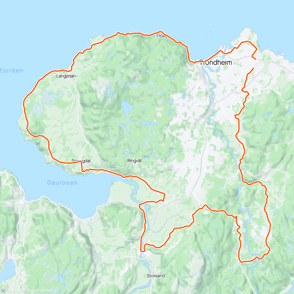 Mapa de la actividad, Kort langtur / Klæbu, Rødde, Melhus, Klett og Byneset