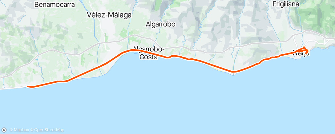 Map of the activity, Nerja mot Malaga
