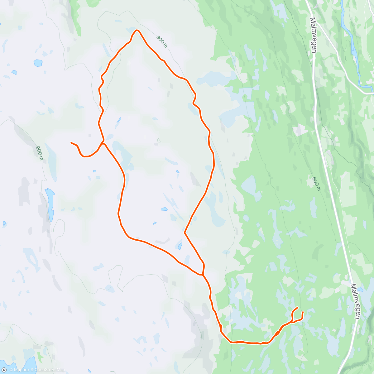 Map of the activity, Staking på glatte ski