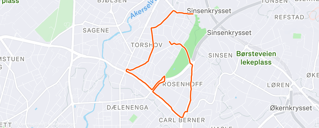 Map of the activity, Evening Run