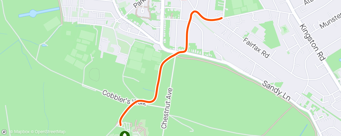 Map of the activity, Walk back from Intervals on V tired legs