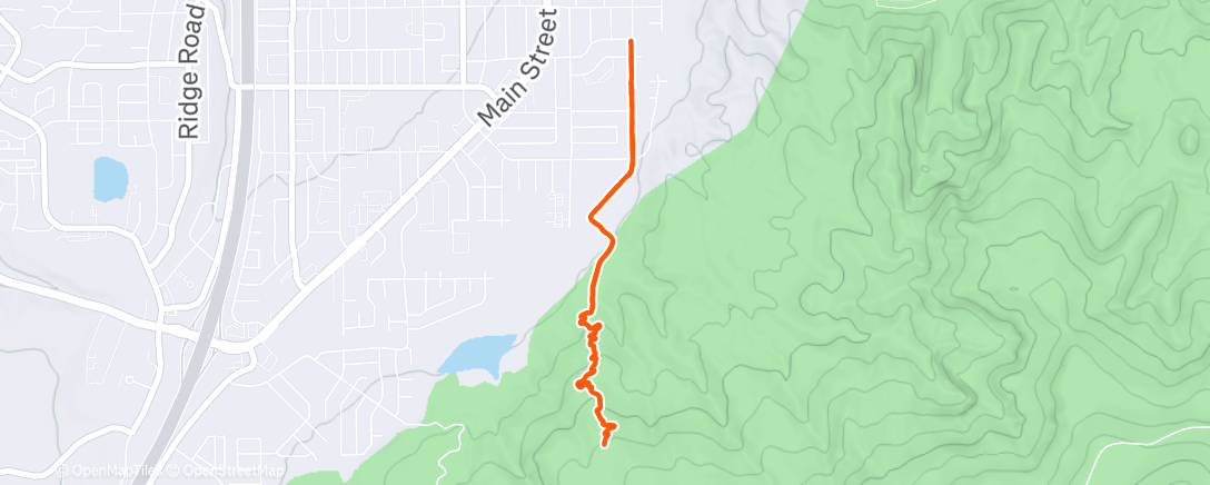 Map of the activity, run/hike shakeout post long travel