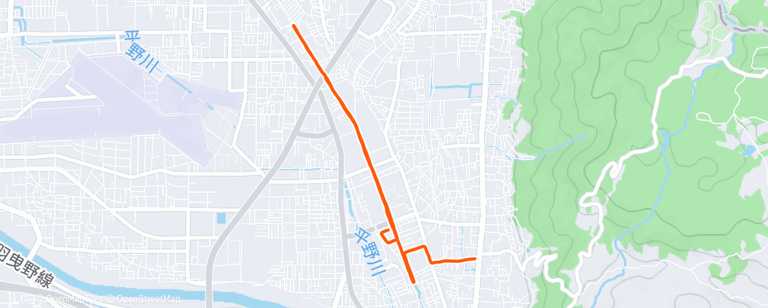 Map of the activity, Evening Run
