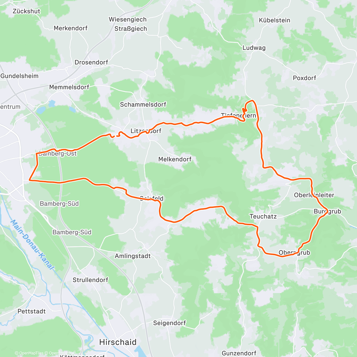 Map of the activity, Back in Bamberg
