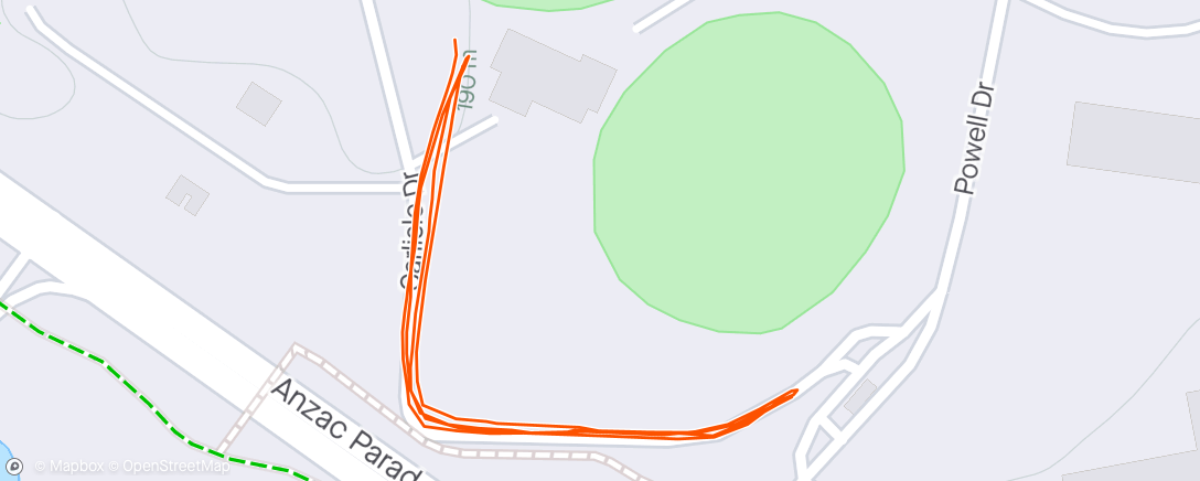 Map of the activity, Warm up Morning PTI Run - 1.6km