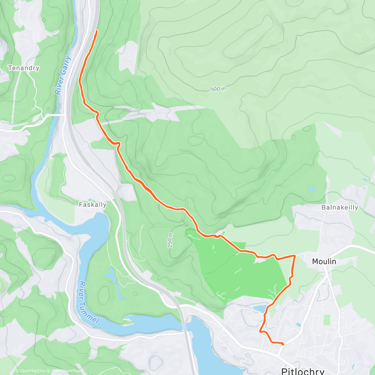 Map of the activity, Canicross : Pitlochry - Drumchorry - Old North Road