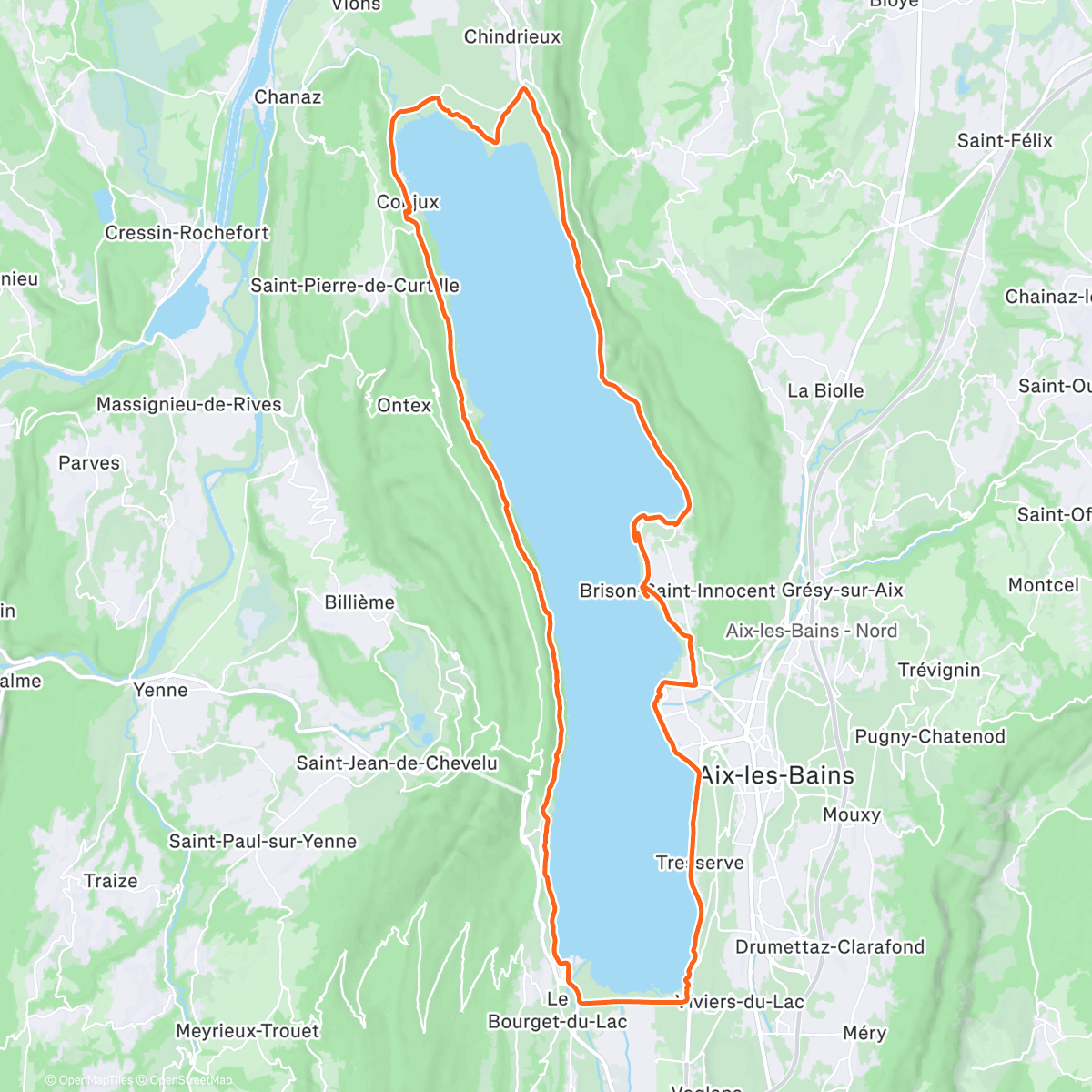 Map of the activity, Tour du lac du samedi matin