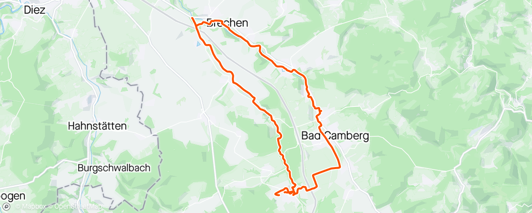 Mapa de la actividad, Mountainbike-Fahrt zur Mittagszeit