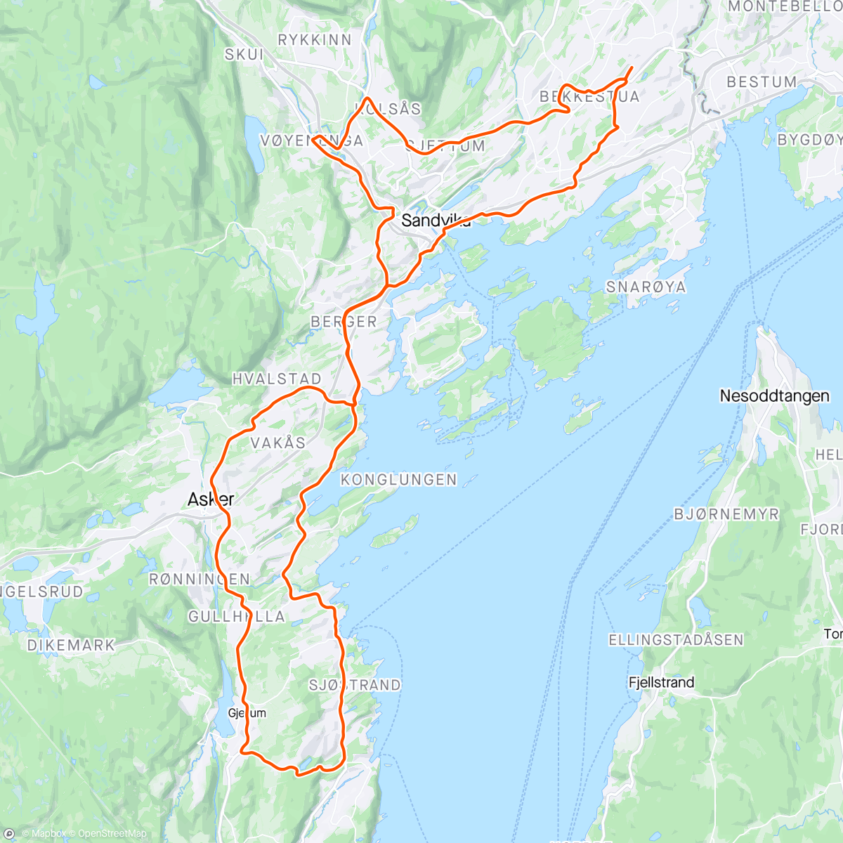 Mapa de la actividad, Til fjorden Ride