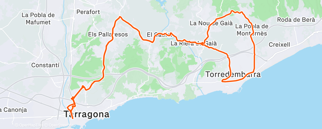 Map of the activity, Bicicleta por la mañana