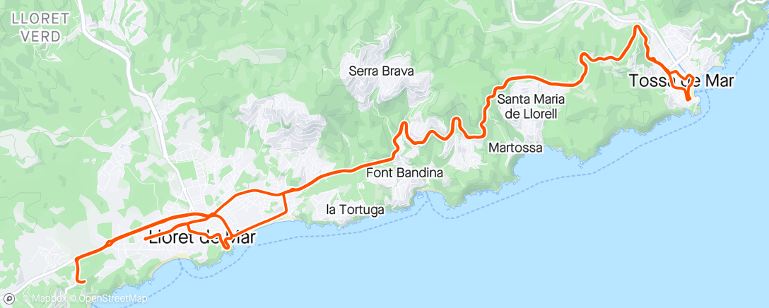 Map of the activity, Lloret / Tossa / Lloret